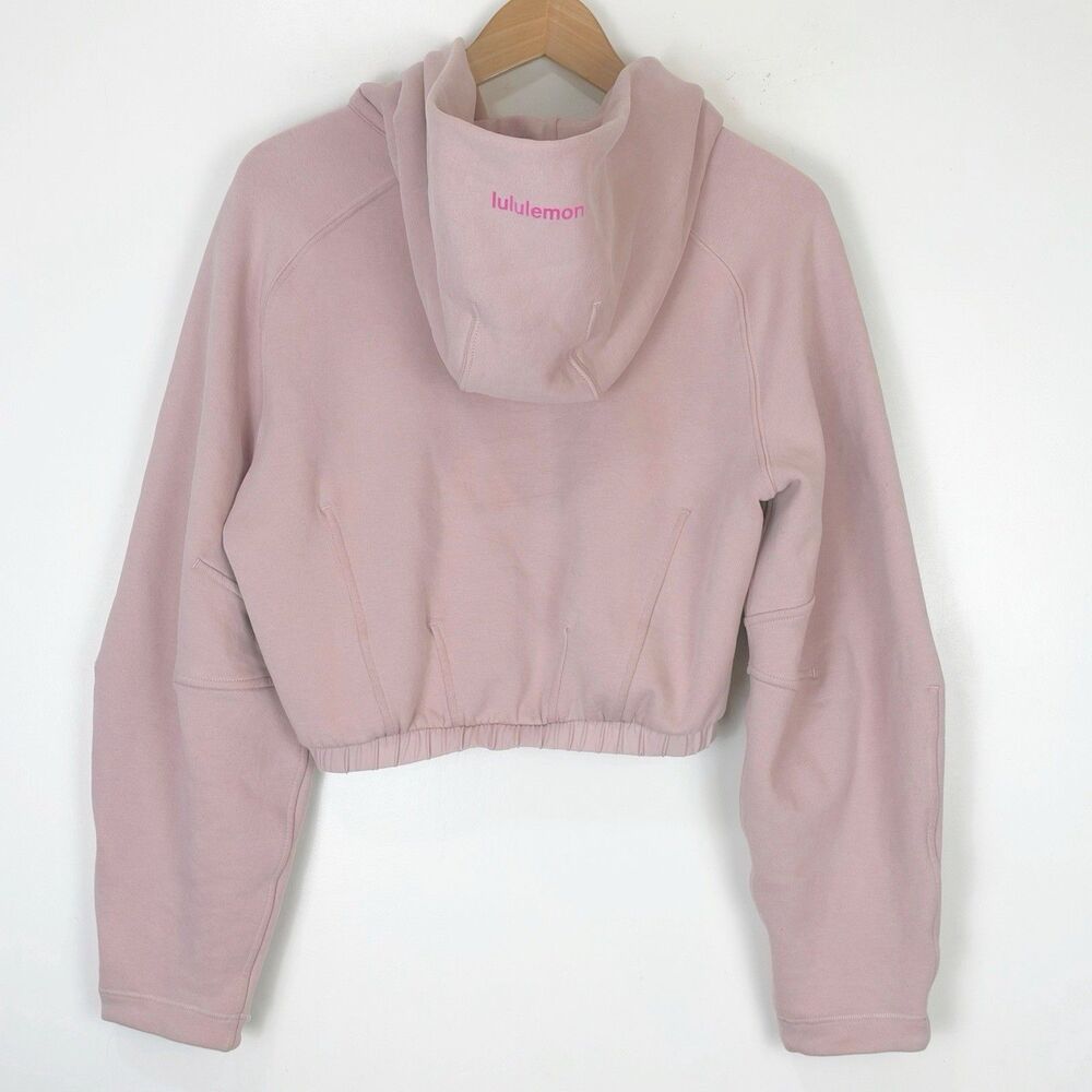 Lululemon Women's S Loungeful Relaxed Full Zip Crop Hoodie Mink Athleisure